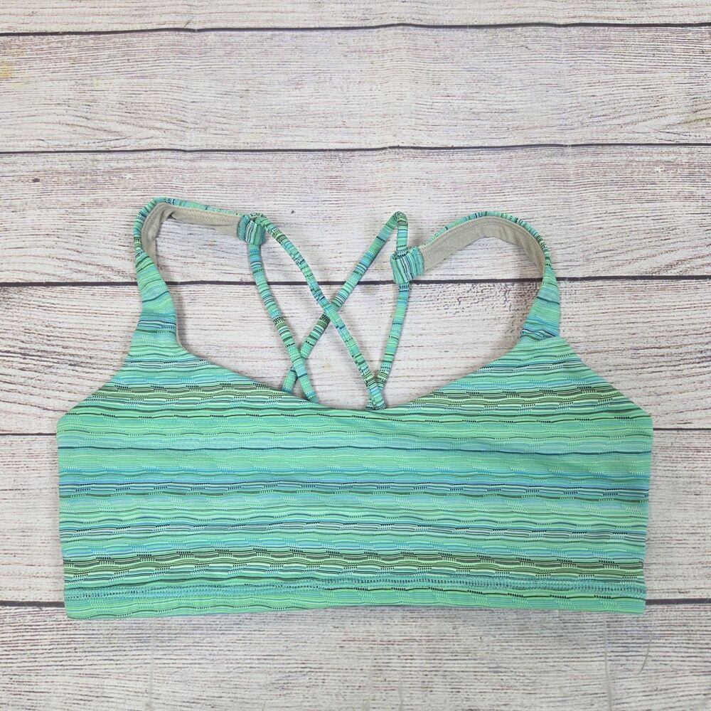 Lululemon Free To Be Bra Teal Green Space Dye Strappy Back Yoga Sports Bra Sz 4